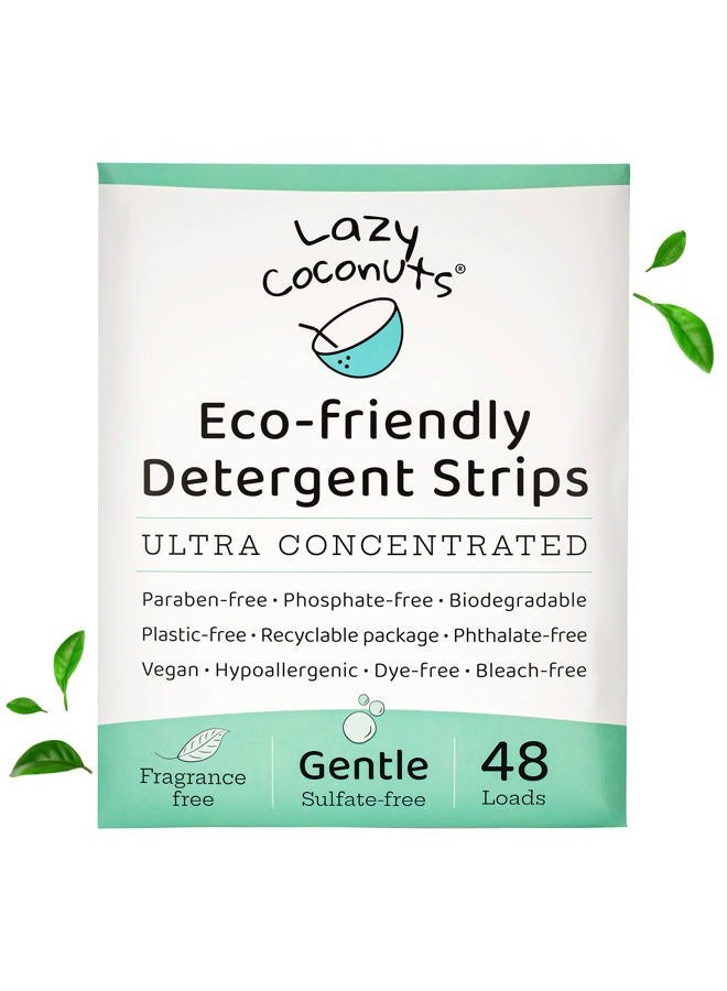 LAZY COCONUTS Laundry Detergent Sheets - Sulfate-free, Gentle - For Sensitive Skin, Baby, Hand Wash - Eco Friendly, Natural, Hypoallergenic, Sulfate Free, Fragrance Free, Unscented Laundry Soap - Image 1